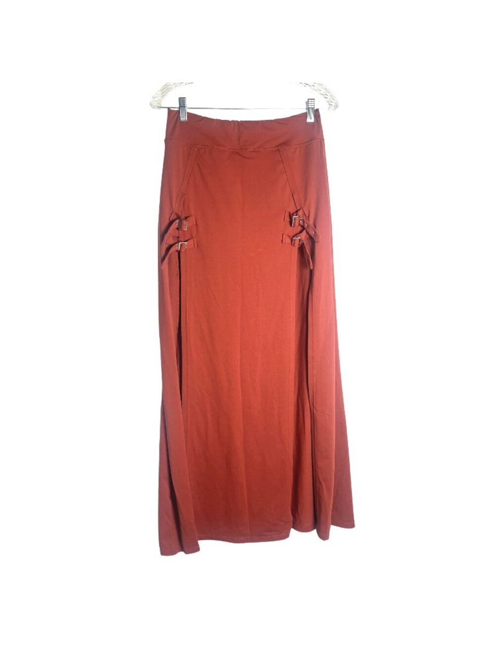 Halara 2-in-1 Split Maxi Skirt Buckle Detail Burnt Orange Size M NWT